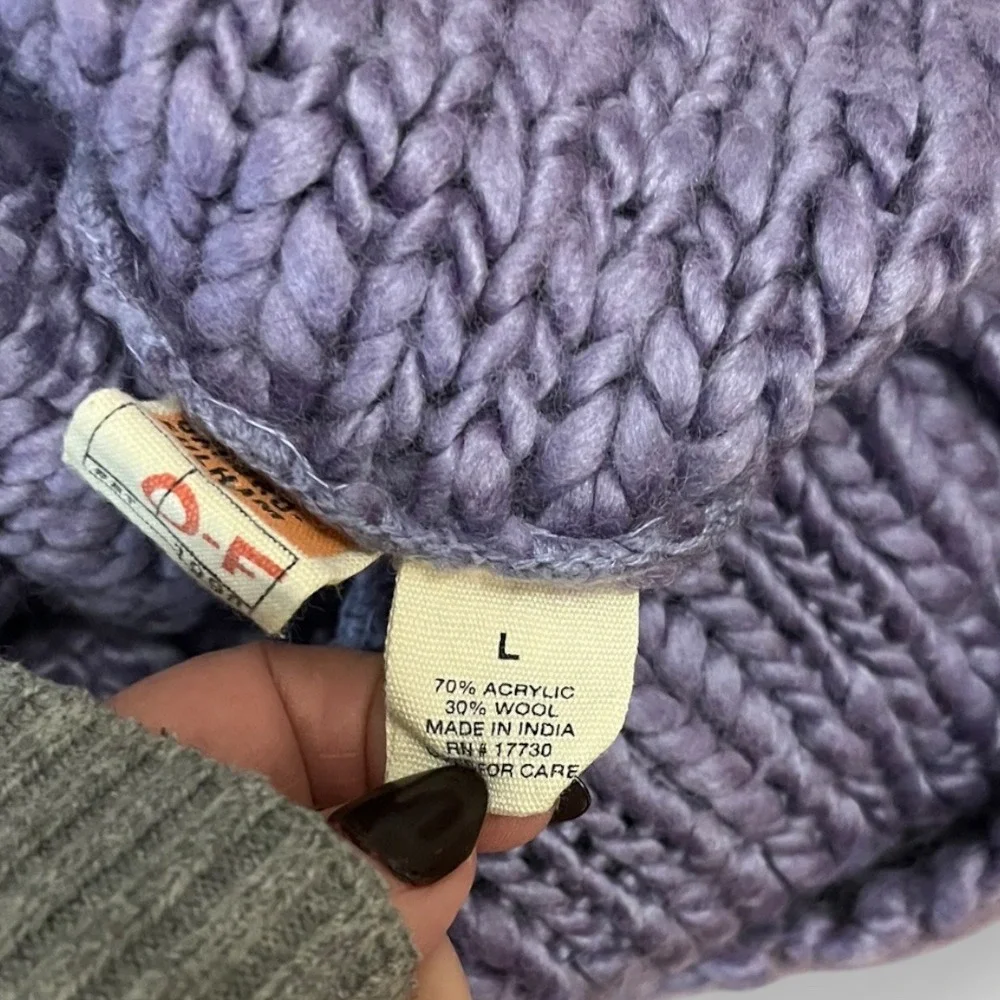 OXFORD FULHAM Y2k Wool Blend Purple Cowl‎ Neck Chunky Knit Sweater Large | EUC